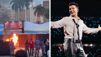 Incêndio em carrinho de pipoca marca início de show de Luan Santana em Goiânia