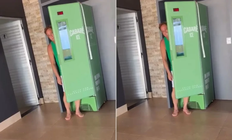 Leonardo brinca com abstinência e entra em freezer para sentir cheiro de bebida