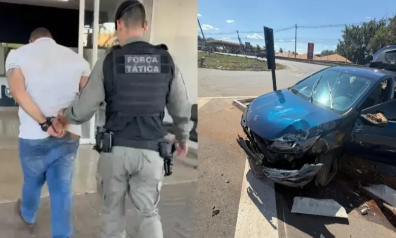 Perseguição de 15 km em Goiânia termina com suspeito de tráfico detido após colisão