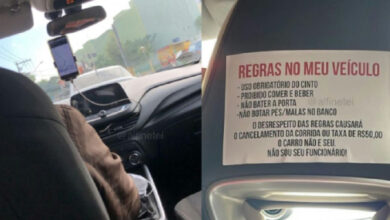 Placa de regras em carro de aplicativo gera debate sobre direitos e deveres de motoristas e passageiros