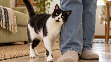 Por que os gatos se esfregam nas pernas dos tutores? Entenda o comportamento felino