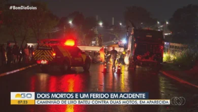 Acidente fatal em Aparecida de Goiânia: caminhão de lixo colide com duas motos e deixa dois mortos