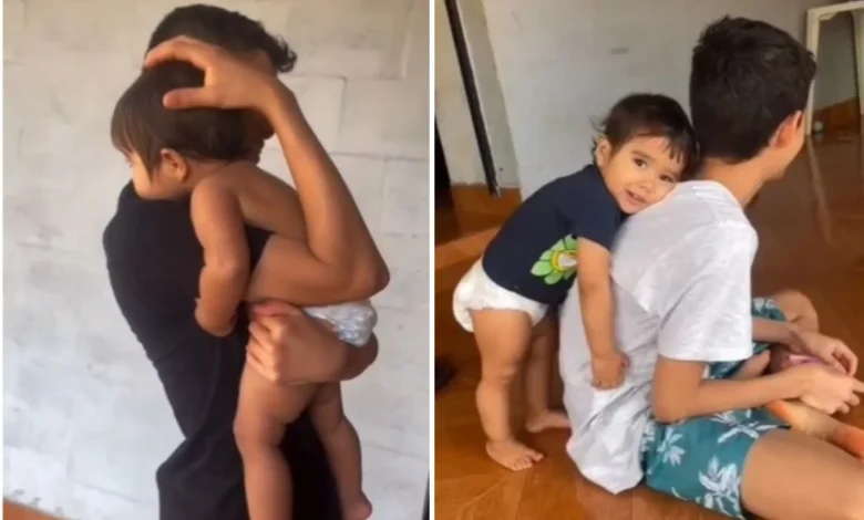Carinho entre irmã de 3 anos e irmão adolescente em Goiás comove milhões na internet