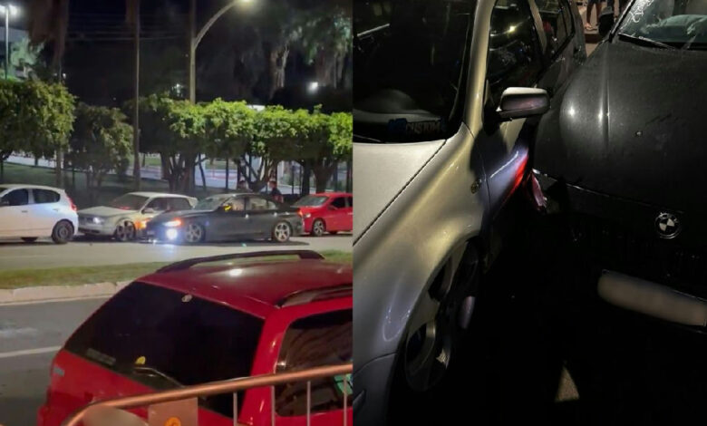 Colisão entre BMW e carro estacionado na Avenida Universitária gera movimentação em Anápolis