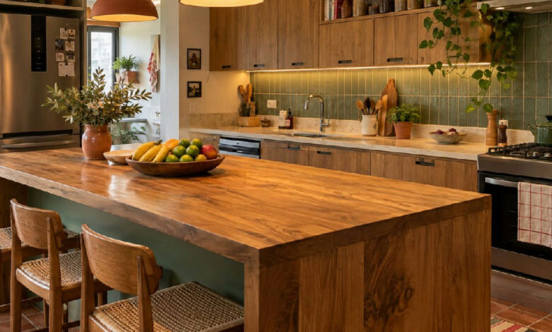 Cozinhas ganham personalidade com madeira e cores quentes em projetos para 2027