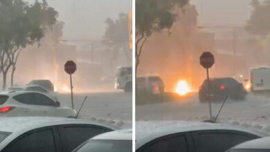 Explosão de transformador em Goiânia: chamas e apagão em meio à forte chuva