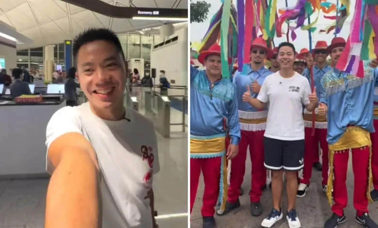 Influenciador viaja mais de 40 horas da china para o brasil para ver congadas em goiás