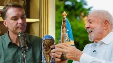 Lula e Flávio Bolsonaro em agendas religiosas no feriado de Nossa Senhora Aparecida