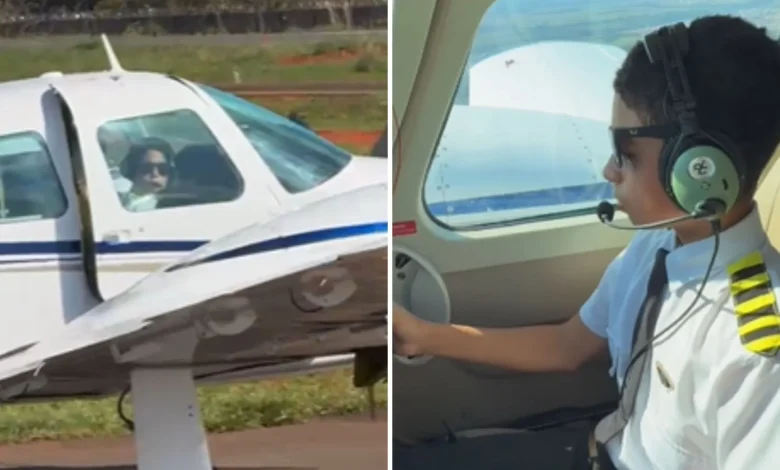 Menino que construiu avião artesanal realiza sonho de voar em aeronave real