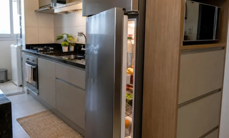 Planejamento de cozinha pequena falha na instalação e geladeira trava