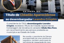 Presidente do TJGO recebe Título de Cidadão Aparecidense em inauguração de fórum