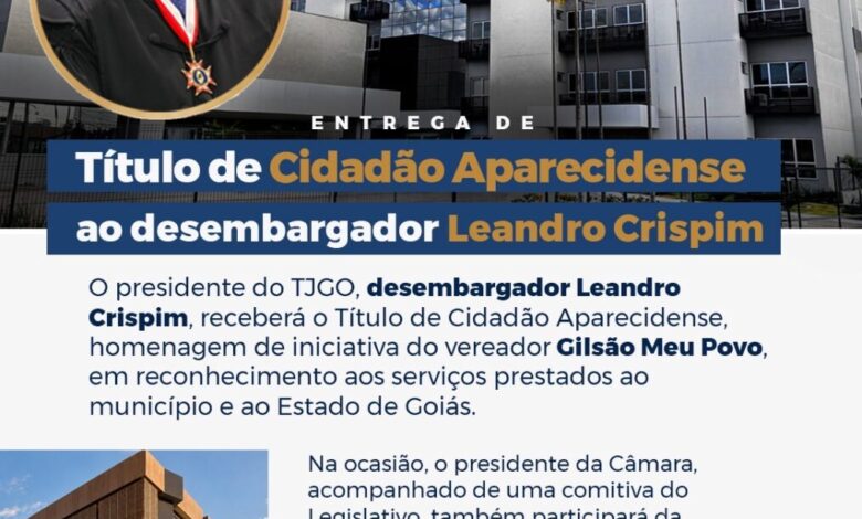 Presidente do TJGO recebe Título de Cidadão Aparecidense em inauguração de fórum