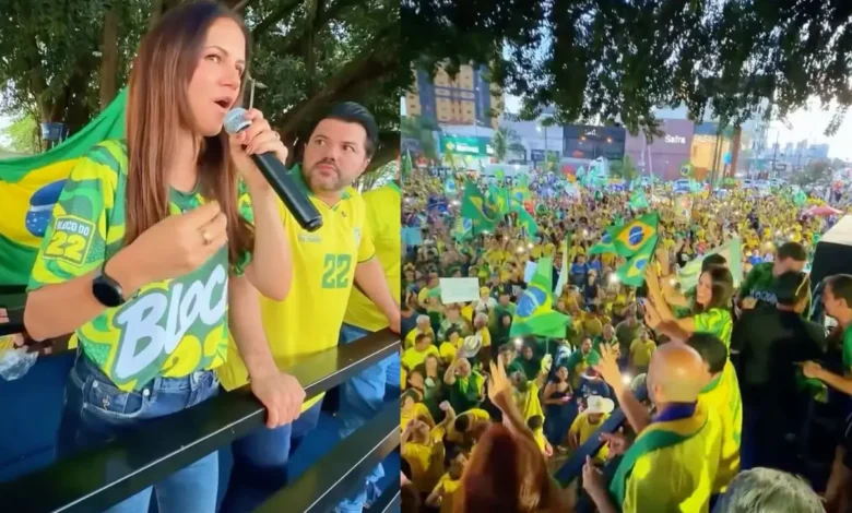 Primeira-dama de Anápolis mistura religião e jingle político em ato de campanha