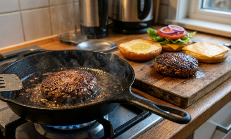 Segredo de chef para um hambúrguer suculento na chapa