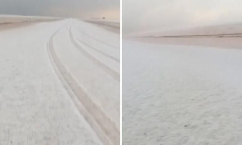Tempestade com granizo cobre fazenda em Goiás e surpreende moradores