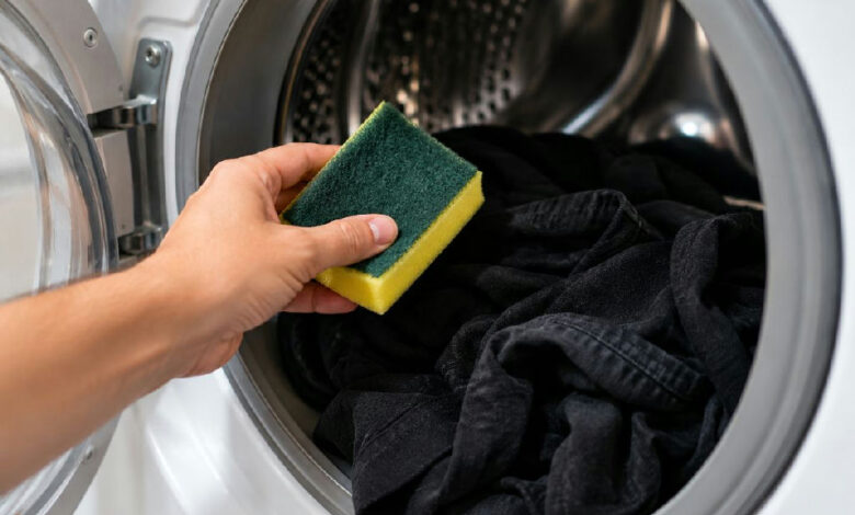 Truque doméstico com esponja promete eliminar fiapos de roupas escuras na lavagem