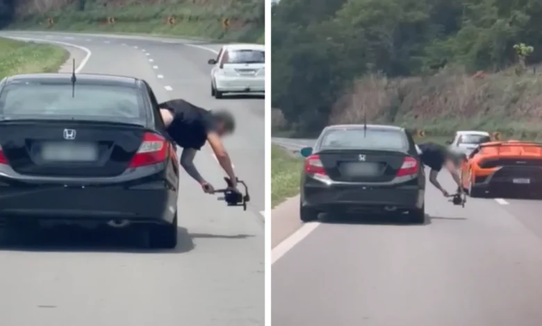 Videomaker arrisca a segurança para filmar superesportivo em rodovia federal